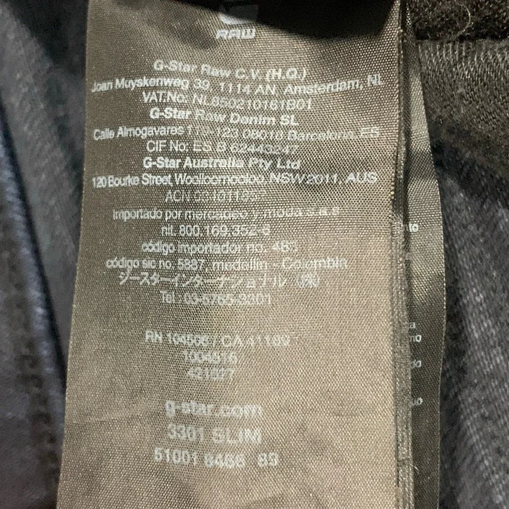 G-STAR Raw 3301 Slim Jeans Mens 32x30 Dark Wash Stretch Faded